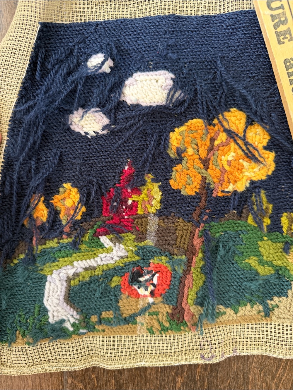 Completed Needlepoint - Fall scene with pumpkin - Picture 7 of 8